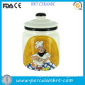 Chef pfinted handmade white ceramic Kitchen Storage Canister